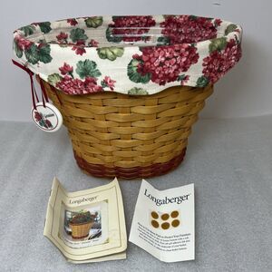 Longaberger 2002 May Series Geranium Basket w/Liner Protector & Tie-on